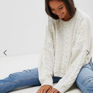 ASOS DESIGN Cream Cable Sweater - SIZE 4